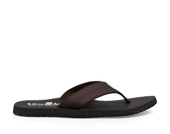 Sanuk Beer Cozy Coaster Men's Flip Flops Dark Brown | Canada 262AHK